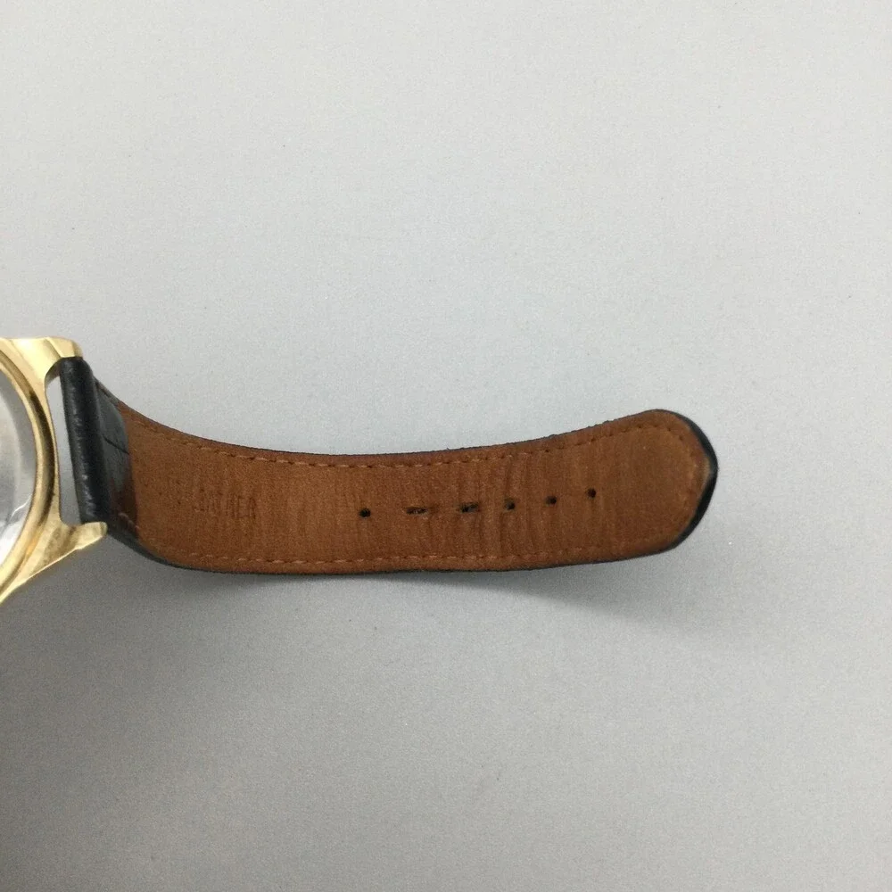 Mens Watch 39mm Walking Liberty Coin Dial 14K Gold Plated Leather New Battery